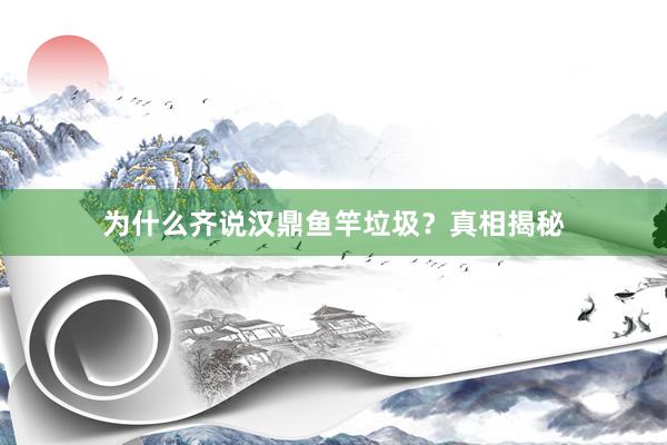 为什么齐说汉鼎鱼竿垃圾？真相揭秘